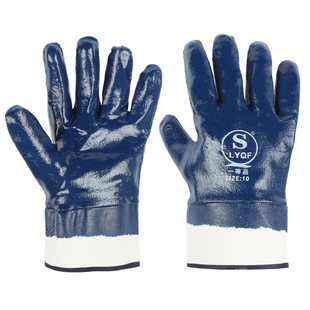 防油手套劳保耐磨工作防水耐油橡胶工业丁腈胶皮干活加油电焊帆布