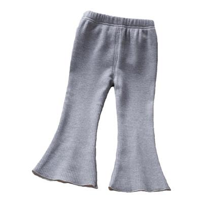 女童加绒喇叭裤中小童弹力纯棉一体绒打底裤秋冬季儿童外穿长裤子