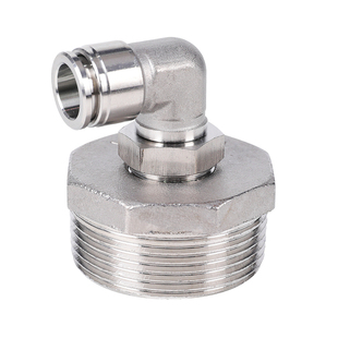 304不锈钢DN25外螺纹20弯头15快插PU管8气管10快速12接头16MM外丝