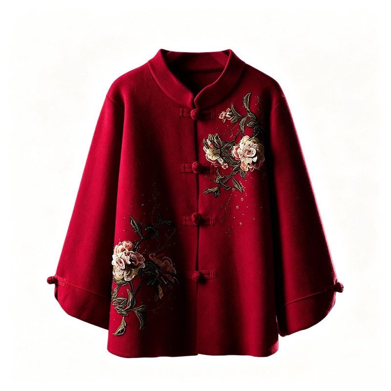 群辉本命年红色中老年大码外套