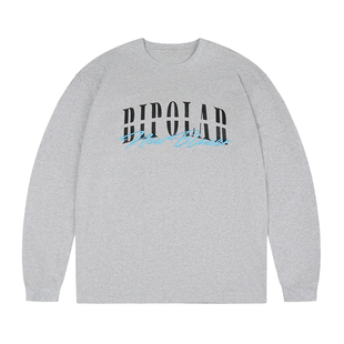 BIPOLAR硅胶立体绣长袖T恤潮基础圆领宽松百搭上衣美式休闲打底衫