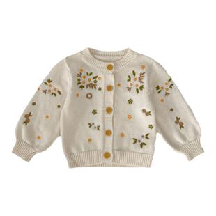 拉果拉宝宝针织开衫秋装纯棉1岁女童外套秋冬婴儿毛衣公主针织衫