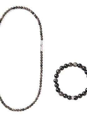 天然银曜石项链纯银轻奢高级感