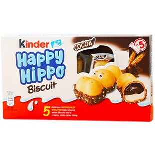 Kinder健达开心河马Happy榛子脆牛奶巧克力夹心Hippo网红休闲零食
