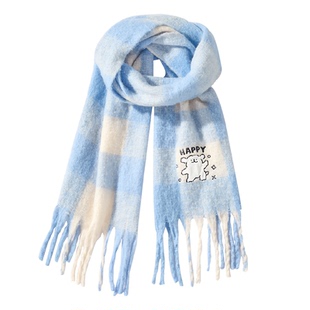 言仓线条小狗围巾韩系氛围感百搭保暖朋友送女生新年生日礼物