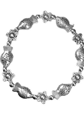 云南民族风饰品复古苗银花朵手串