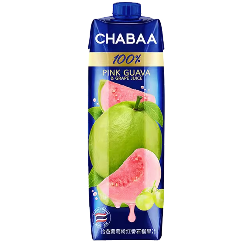 CHABAA恰芭泰国进口100%果汁饮料橙子汁芭乐汁芒桃椰汁水1L