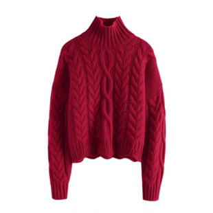 复古麻花高领毛衣女秋冬2025新款慵懒风宽松短款内搭针织打底衫女