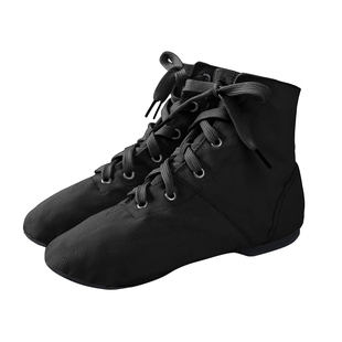 高帮爵士靴女专业软底练功舞蹈鞋黑色男士现代芭蕾演出鞋爵士舞鞋