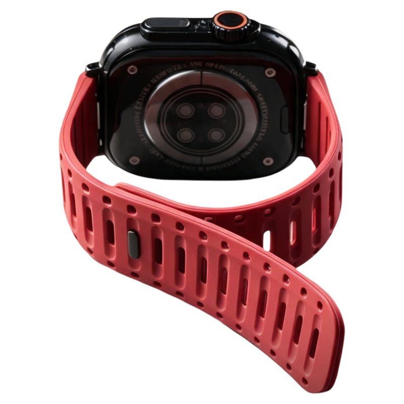 适用iwatch苹果手表s12表带s11透气鲨鱼纹ultra4磁吸s9硅胶s8腕表带7运动智能男6高级新款防水液态硅胶亲肤