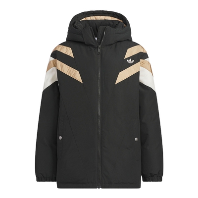 adidas阿迪达斯三叶草男大童防风冬装外套鸭绒连帽羽绒服 KC5390