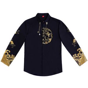 贝勒府＜高端品•金玉锦绣＞中国风刺绣衬衫男装复古修身衬衣长袖