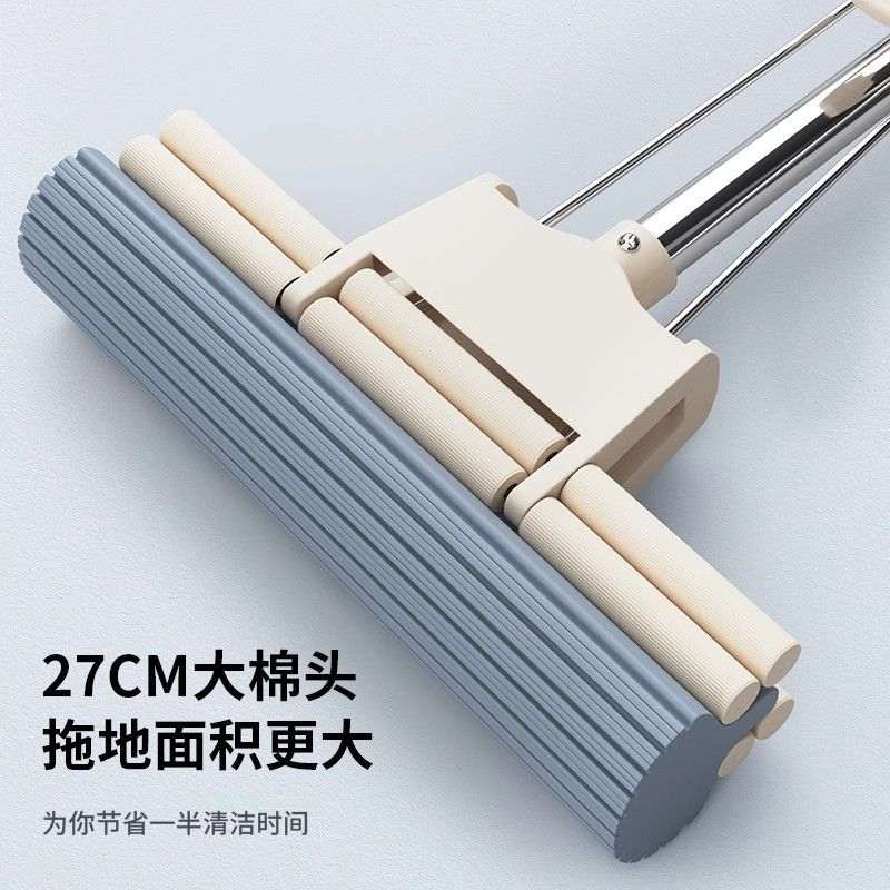 拖把夹海绵拖把家用懒人拖把把头棉挤手免净拖洗水胶一拖滚轮吸水