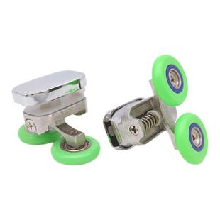 淋浴房不锈钢滑轮浴室圆弧玻璃推拉移动门摇摆弹跳双轮上下滚轮