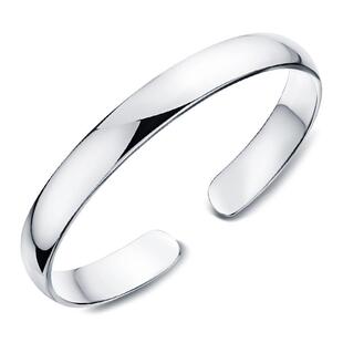 心经银手镯女9999纯实心款素圈泥鳅背银镯子送妈妈生日妇女节礼物