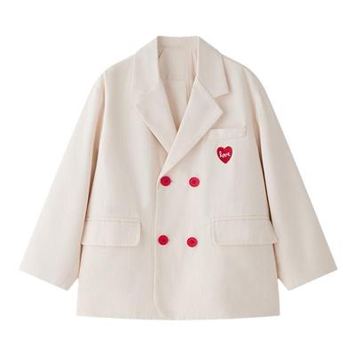 虾酱麻麻纯棉爱心西装三件套装