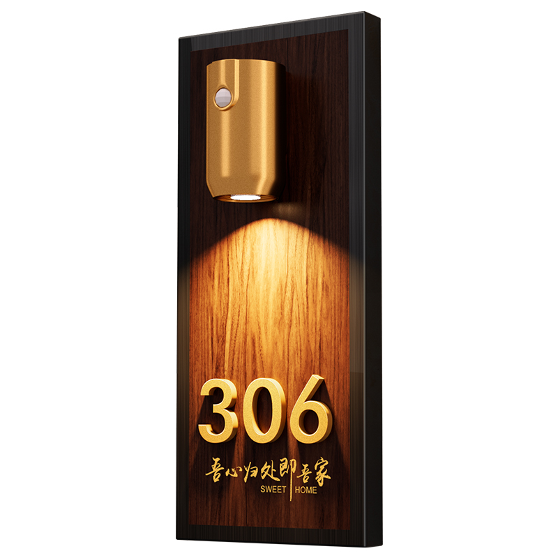 入户门牌号高级感现代简约风家用轻奢创意定制酒店包厢包间高端大气门口感应发光不锈钢免打孔立体数字号码牌