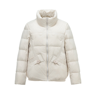 2025新款白鸭绒羽绒服女冬季新中式短款宽松轻薄立领面包服外套潮