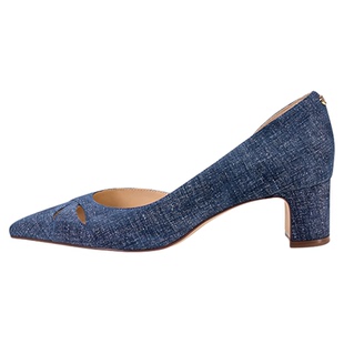 LINGMEICHEN仿牛仔镂空单鞋夏季新款低跟女鞋丹宁粗跟高跟鞋凉鞋