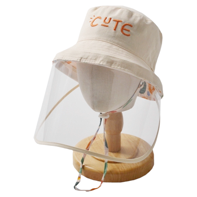 宝宝防护头罩婴儿防疫防飞沫帽子可拆叠防唾液中小儿童渔夫帽面罩