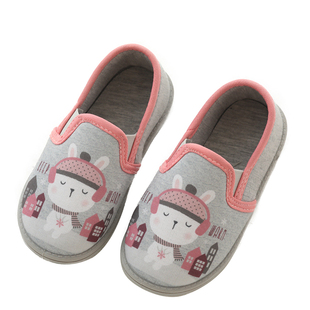 春秋室内拖鞋家居鞋地板棉布女童儿童厚底防滑布鞋单鞋舒适宝宝鞋