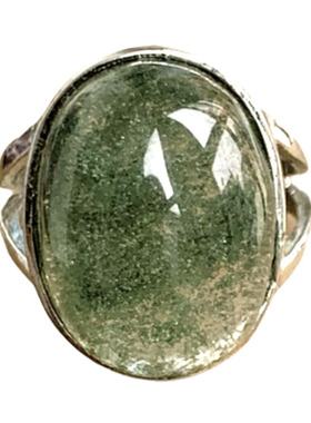 天然绿幽灵戒指中指异像水晶实物