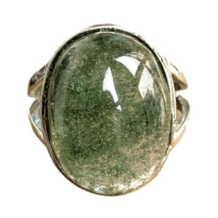 水玉冰魄天然绿幽灵戒指中指聚宝盆指环异像水晶合金实物可换银托