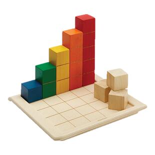 plantoys蒙氏早教彩色计数木制积木排序堆叠儿童益智玩具25粒5464