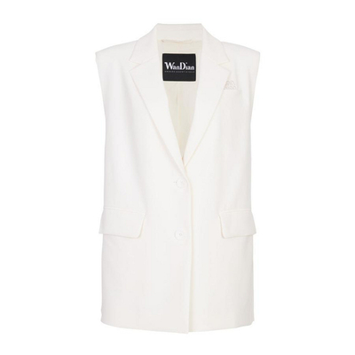 婉甸2025夏季新品香草奶白西装领马夹无袖西装外套1242V04JH2