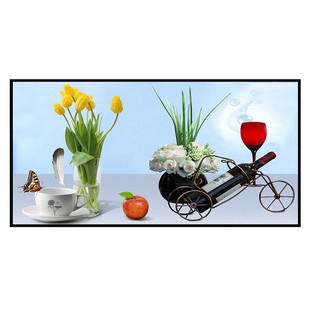 家庭餐厅挂画餐桌背景墙装饰画单幅酒杯花卉蔬菜瓜果现代清新壁画