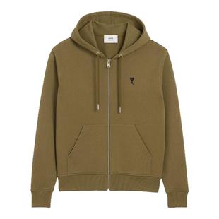 【季末甄选】Ami Paris 男士黑色ADC针织开襟衫 爱心拉链连帽卫衣