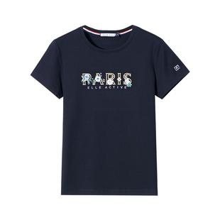 ELLE Active女装夏季新款休闲百搭t恤女薄款透气圆领短袖上衣简约