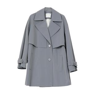 Yifini/易菲气质宽松一手长风衣女春秋新款斜纹大翻领外套