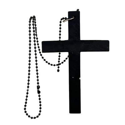 复古暗黑系木质十字架长项链哥特友朋y2k亚文化锁骨链万圣节配饰