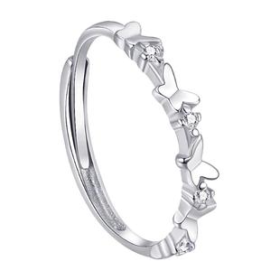 S999纯银超闪蝴蝶戒指女2025新款轻奢高级感素圈开口戒送女友礼物