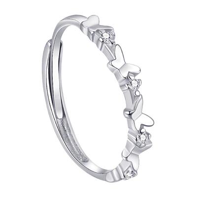 S999纯银超闪蝴蝶戒指女