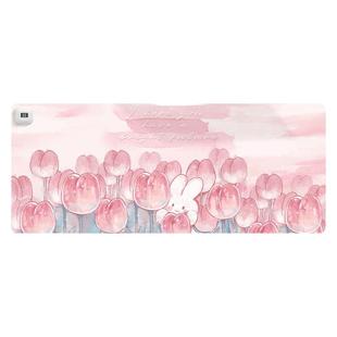 苏雅可爱兔子加热鼠标垫超大发热暖桌垫女生办公室桌面加热桌垫左侧开关冬天保暖写字笔记本电脑键盘垫子电热