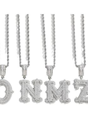 毛刺个性26英文字母吊坠项链