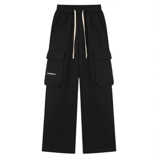 秋冬季工装长裤子男生青少年初高中学生运动休闲加绒加厚卫裤男装