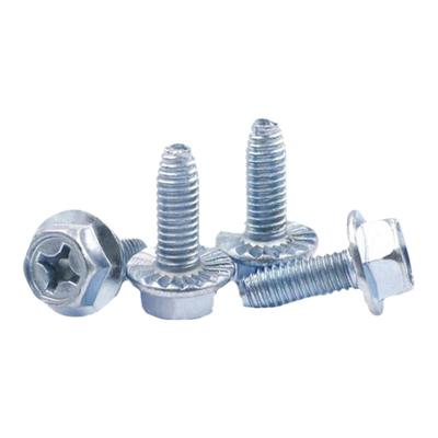 蓬发蓝白锌十字带垫法兰自攻螺丝