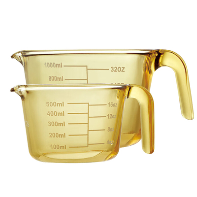 康宁耐热玻璃量杯烘焙带刻度儿童宝宝辅食早餐热牛奶冲泡甜品水杯