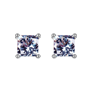 A STAR莫桑石18K白金耳钉女纯银男士方形单钻铂金气质超闪送礼物