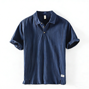 2026夏季新款亚麻短袖款棉麻衬衫透气翻领中国风防晒POLO衫T恤