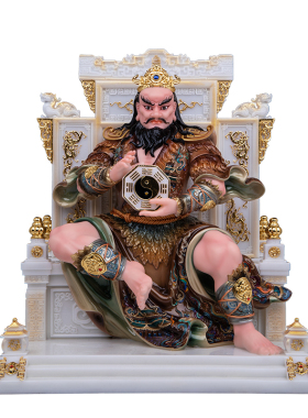汉白玉伏羲太昊八卦神像摆件