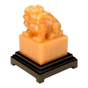 天然玉石黄玉貔貅官印财印帅印章钮玉玺摆件客厅玄关书房吉祥装饰