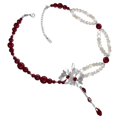 SU浮空岛「猩红贝母」小众高级感choker项链安可拉红色珍珠锁骨链