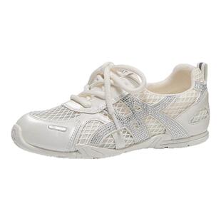 星期六网面德训鞋女款春季新款透气网鞋百搭水钻配裙子休闲小白鞋