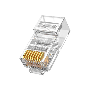 超五类六类网线水晶头千兆带屏蔽纯铜50u镀金网络工程56万兆接口