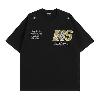 INSstudios编织贴布刺绣LOGO短袖