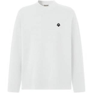 CHINISM丨小半高领长袖T恤男秋冬内搭上衣男士白色德绒打底衫